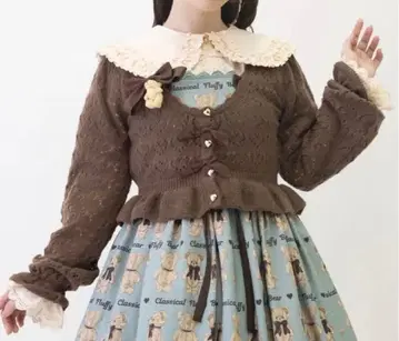 미사용 새상품 axesfemmekawaii 곰 브로치 니트 볼레로 브라운