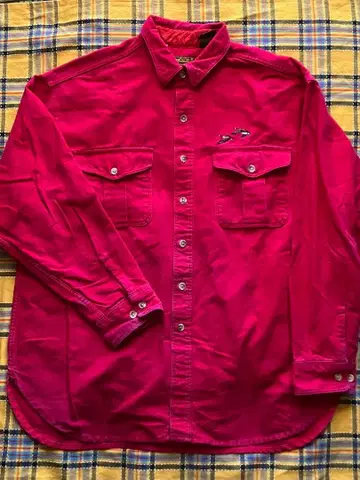 Eddie Bauer 블랙 택 자수 샤모아크로스 셔츠 80s 빈티지