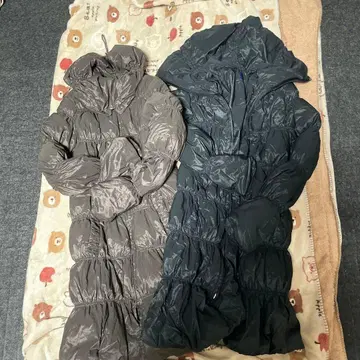다운 자켓 여성용 158cm 2장 세트 블랙 다크 브라운