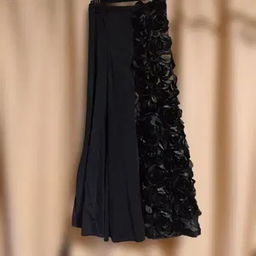 사교댄스 롱 스커트 장미꽃 블랙