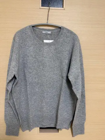 택 포함 IENA 캐시미어 크루넥 니트 그레이 캐시미어