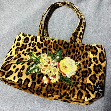 레오파드 레오파드 무늬 꽃무늬 자수 토트백