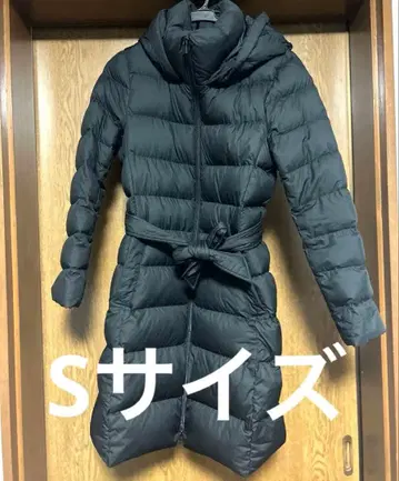 유니클로 라이트웨이트 다운 후디드 코트 블랙 롱 코트 S