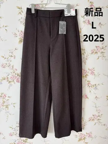 새상품 2025 유니클로 브러쉬드 저지 와이드 팬츠 L 다크 브라운
