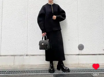 machatt 마차트 니트와 스커트 2점 셋업 부클 니트