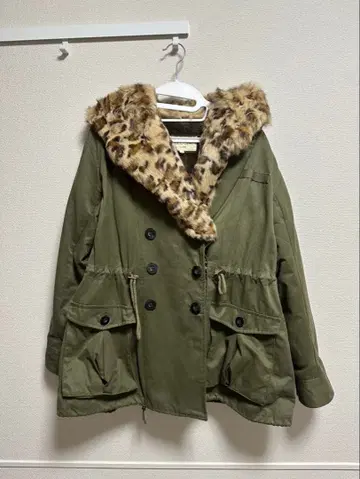 COCODEAL 2way 모즈 코트 레오파드 무늬 퍼