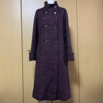 울 혼방 더블 브레스트 롱 코트