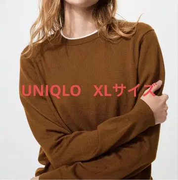 UNIQLO 메리노 크루넥 스웨터 브라운 XL