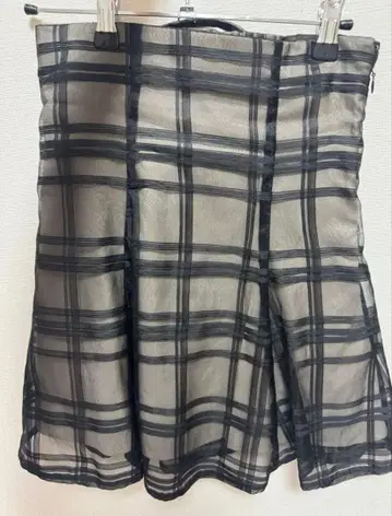 MERCURYDUO 시어 체크 백 레이스업 미니 치마바지