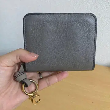 가죽 접이식 지갑 그레이