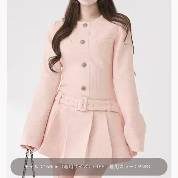 박스 플리츠 트위드 미니 원피스