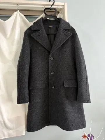 저널 스탠다드 그레이 체스터 코트 울 혼방