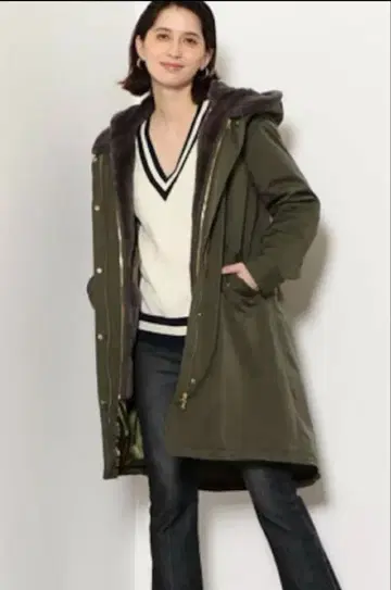 Green Label Relaxing 후드 부착 모즈 코트 36