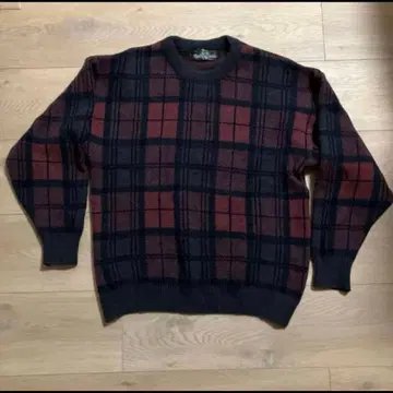 빈티지 체크 무늬 스웨터 남성용 메이드 인 뉴질랜드