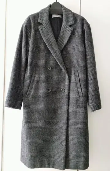 새상품급! 르 쿠르 블랑 더블 브레스트 체스터 코트 그레이 계열 체크