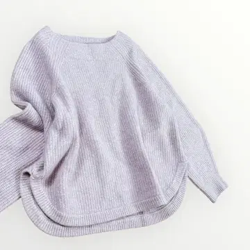 [ 컨디션 최상 ] ROPE' 라쿤 울 보틀 넥 니트 퍼플 연보라