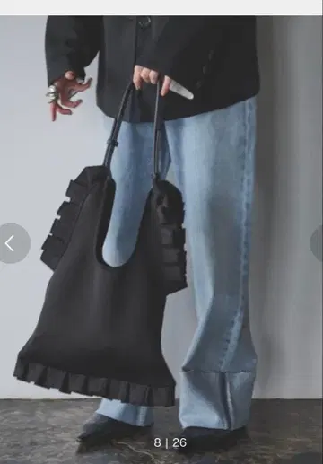 AIC 2WAY 프릴 숄더백 블랙