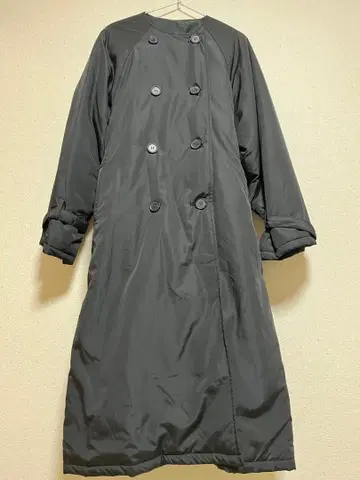 노카라 더블 브레스트 롱 코트 벨트 포함