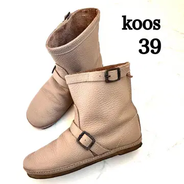 koos 버클 베이지 가죽 숏부츠 39 레어 사이즈 시보가죽