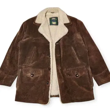 vintage 두꺼운 소가죽 스웨이드 보아 런치 코트 보아 재킷