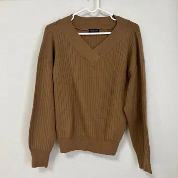 INDIVI 브라운 V넥 스웨터 니트 니트 셋업 가을 옷