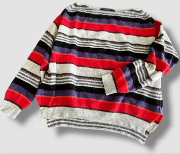 MACPHEE 캐시미어 혼방 보더 무늬 긴팔 니트 스웨터