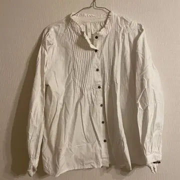 KELEN 화이트 플리츠 긴팔 셔츠