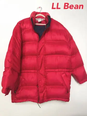 LL Bean 빨간색 네이비 리버서블 다운 자켓