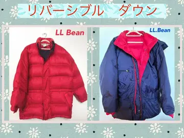 LL.Bean 빨간색 네이비 리버서블 다운