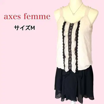 axes femme 도킹 원피스 레이스 리본 프릴 M