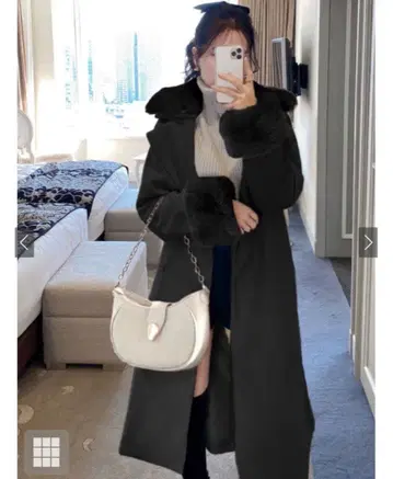 [ 미사용 새상품 ] 리본 벨트 퍼 가운 코트[ze688]