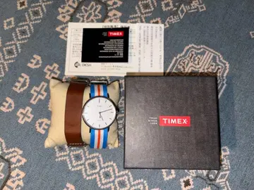 TIMEX 아날로그 시계 화이트/블루/오렌지/브라운