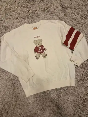 PINK HOUSE 곰 자수 아이보리 맨투맨 빈티지