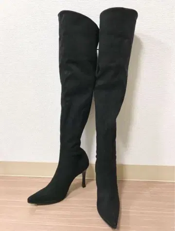 새상품급 아무로 나미에풍 니하이 부츠 24.5cm 블랙 슬림 레그