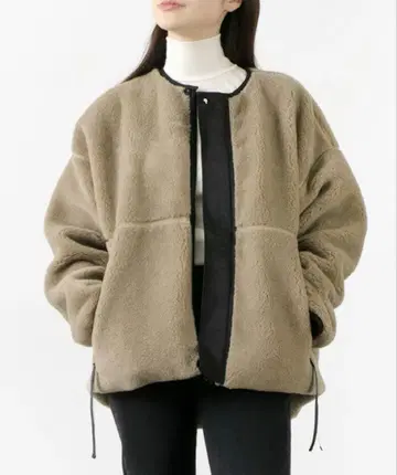 Mao made 마오메이드 베어 보아 숏 기장 노카라 자켓