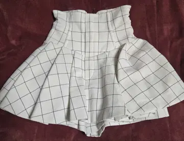 snidel 스나이델 화이트 체크 무늬 플리츠 스커트