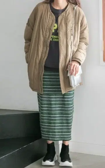 niko and ALLIED 퀼트 밀리터리 블루종 베이지