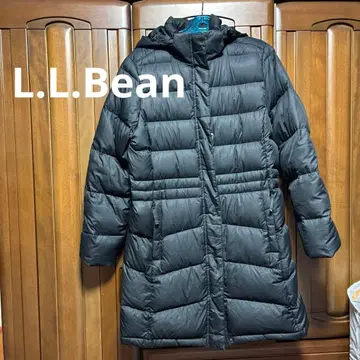 L.L.BEAN 로고 자수 다운 코트 A라인 다운 자켓 블랙 M