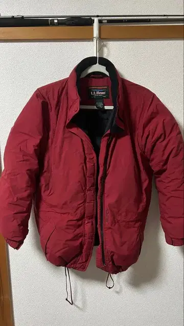 L.L.Bean 엘엘빈 빨간색 다운 자켓 드로 코드 눕시