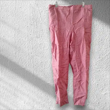 1점 한정 핑크 체크 무늬 캐주얼 팬츠