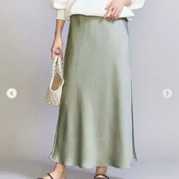 BEAUTY&YOUTH 폴리에스테르 머메이드 플레어 스커트 LIME