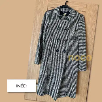 INED 이네드 트위드 스탠드 카라 코트 사이즈 9