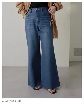 Omekashi 스트레치 플레어 데님 블루 36