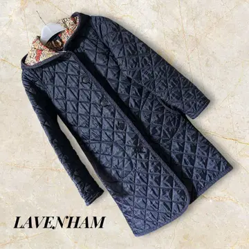 LAVENHAM 라벤햄 퀼팅 코트 후드 부착 네이비 페이즐리