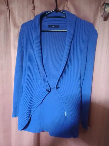 로트레아몽 파랑 리브 가디건 체인 클로징