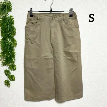 아베베 S 무릎 기장 타이트 스커트 베이지 코튼 혼방 심플