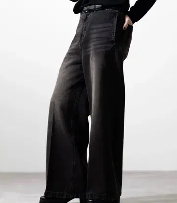 CLEL 블랙 브라운 데님 팬츠