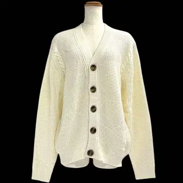 새상품급 구제 의류 남성용 가디건 케이블 짜임 미들 게이지 F 화이트