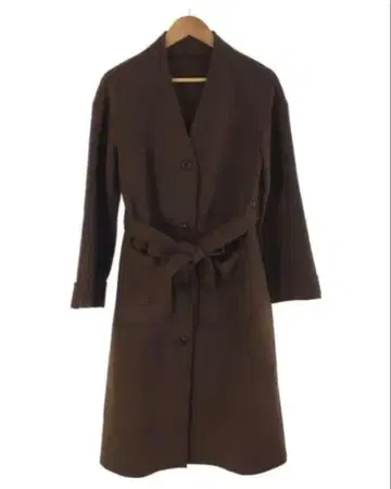 브라운 롱 코트 허리 벨트 포함