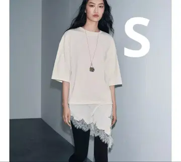 ZARA 레이스 콤비 T 화이트 S 사이즈